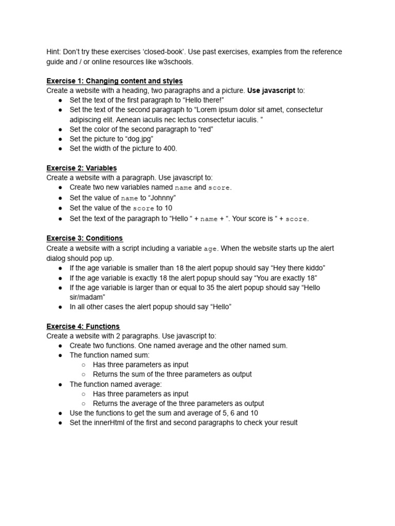Exercises | PDF | Parameter (Computer Programming) | Button (Computing)