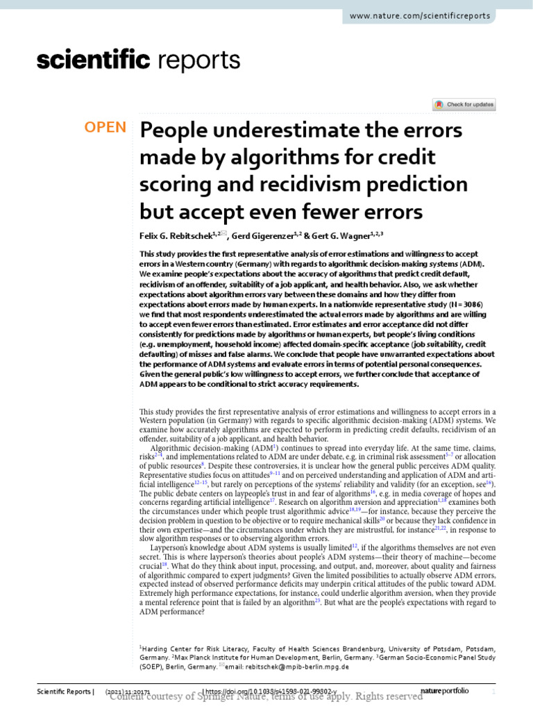 Public Perception of Algorithm Errors | PDF | Artificial Intelligence ...