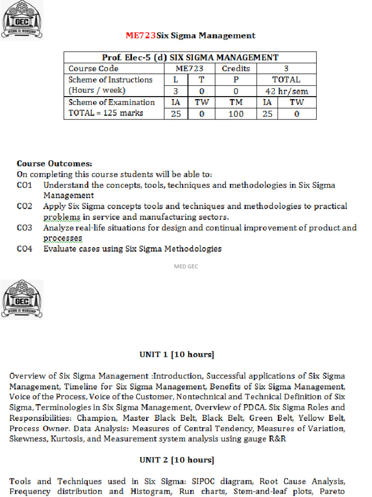 Six Sigma Overview and Roles | PDF | Six Sigma | Standard Deviation