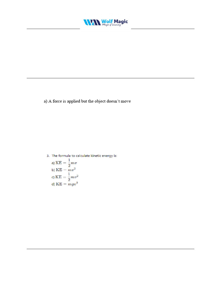 Class 9 Work and Energy Worksheet | PDF | Science & Mathematics