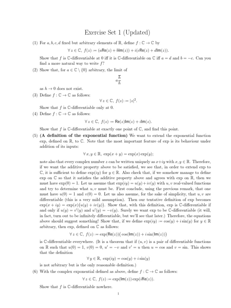 Exercise Set 1 Updated | PDF | Exponential Function | Function ...