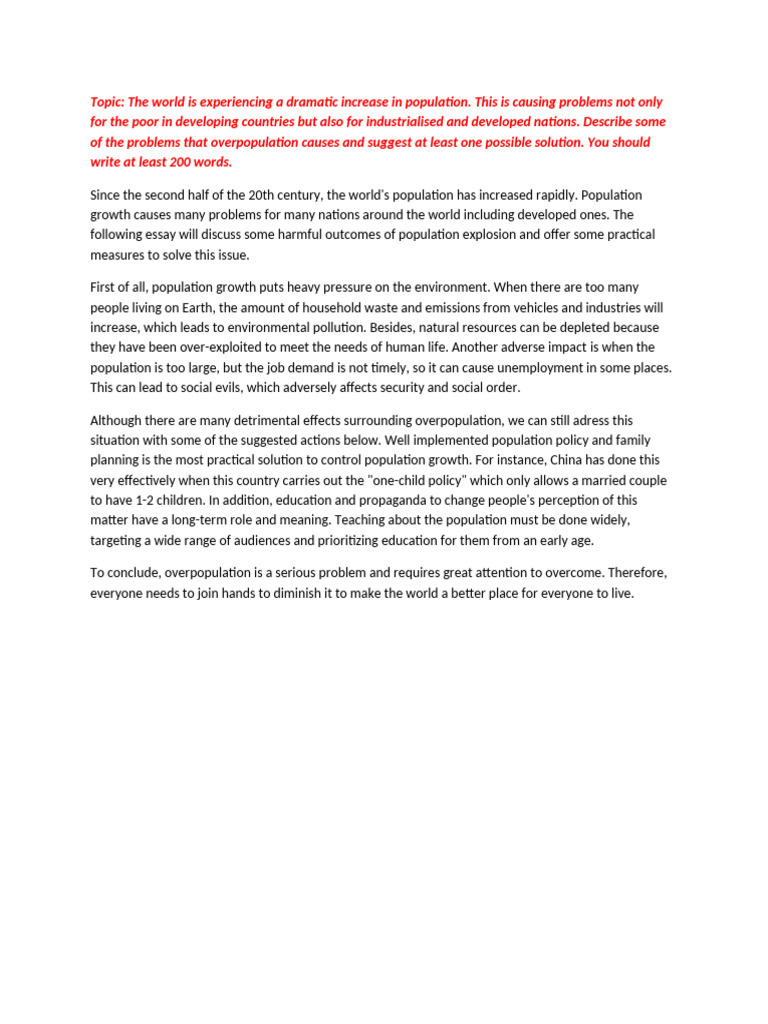 Solutions to Global Overpopulation Issues | PDF