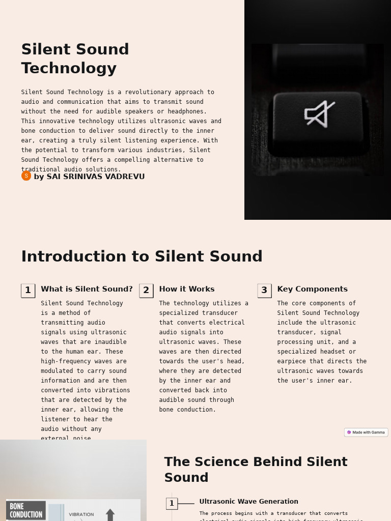 Silent Sound Technology Overview | PDF | Sound | Headphones