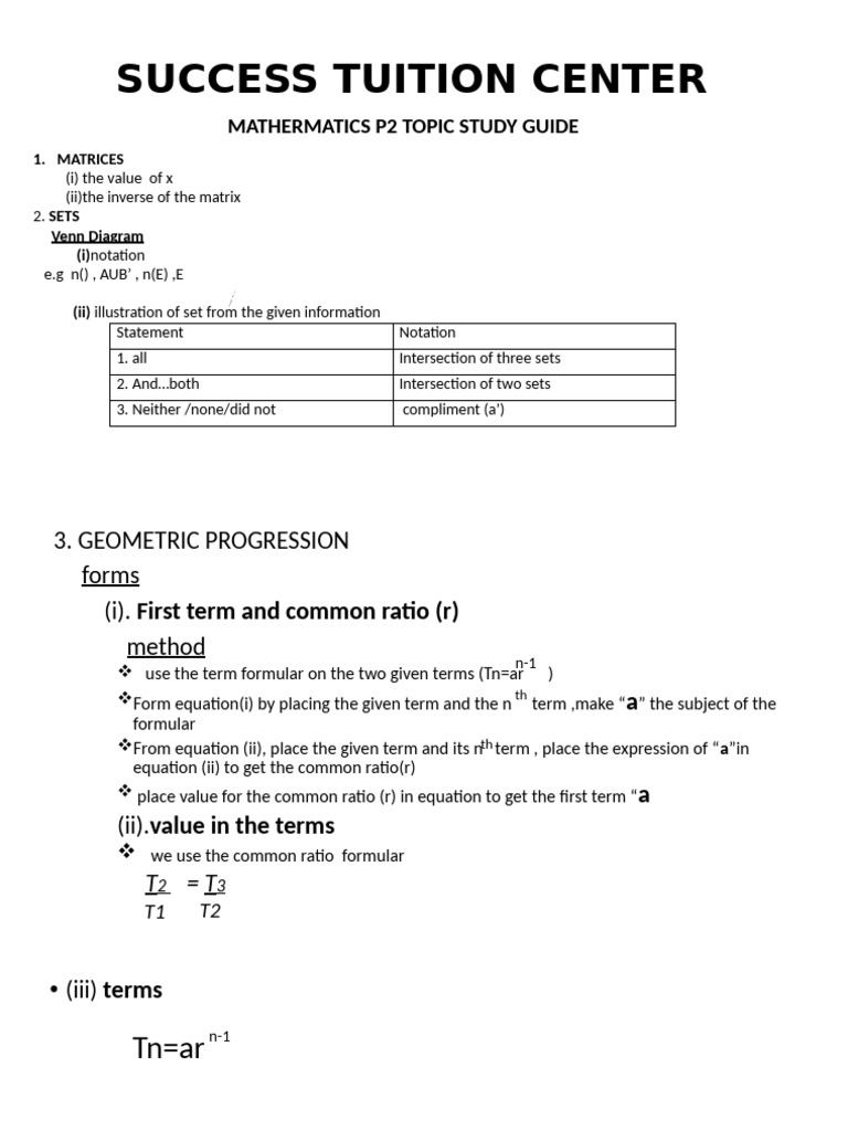 Mathermatics p2 Study Guide | PDF | Teaching Methods & Materials