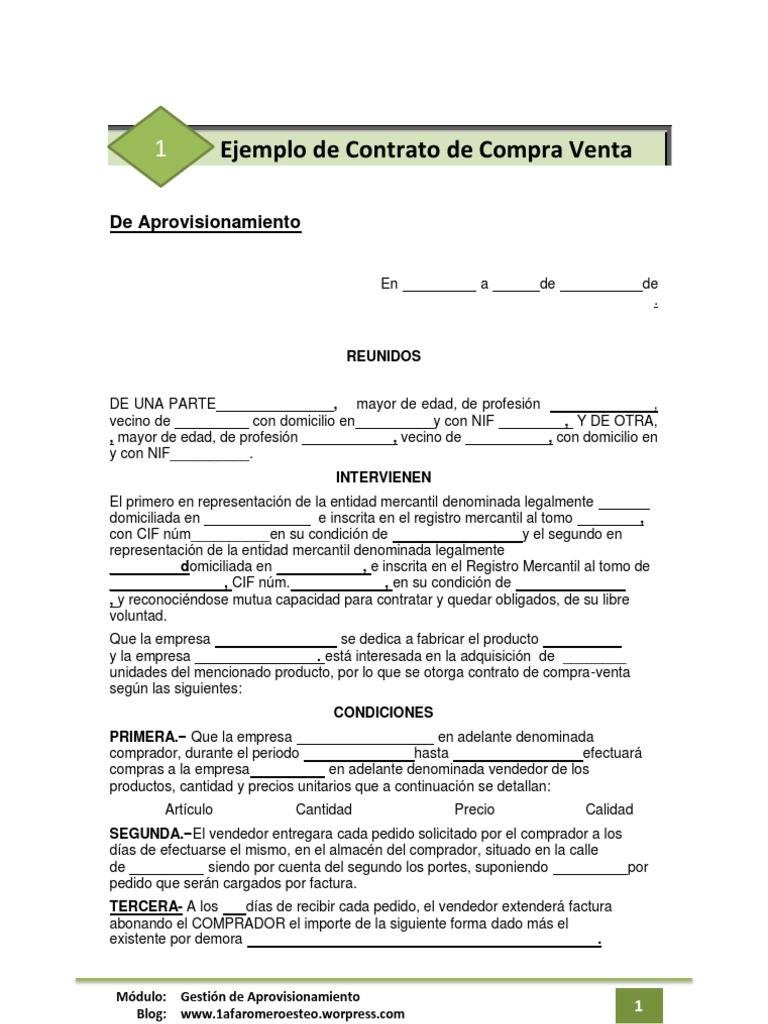 Ejemplo De Contrato De Compra Venta Economias Gobierno