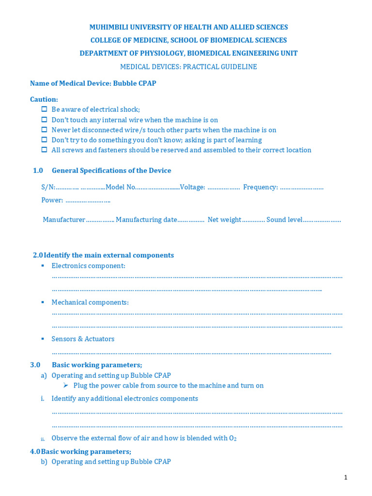 Setting Up Bubble CPAP: A Guide | PDF | Flow Measurement | Power Supply