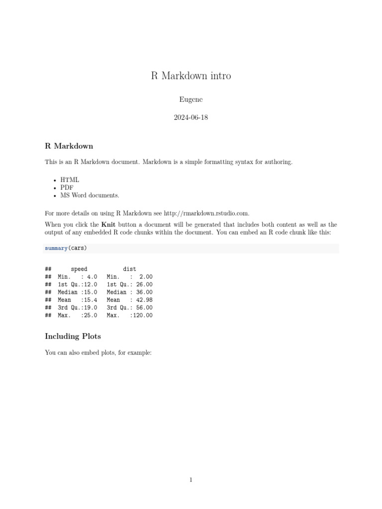 R Markdown Intro | PDF