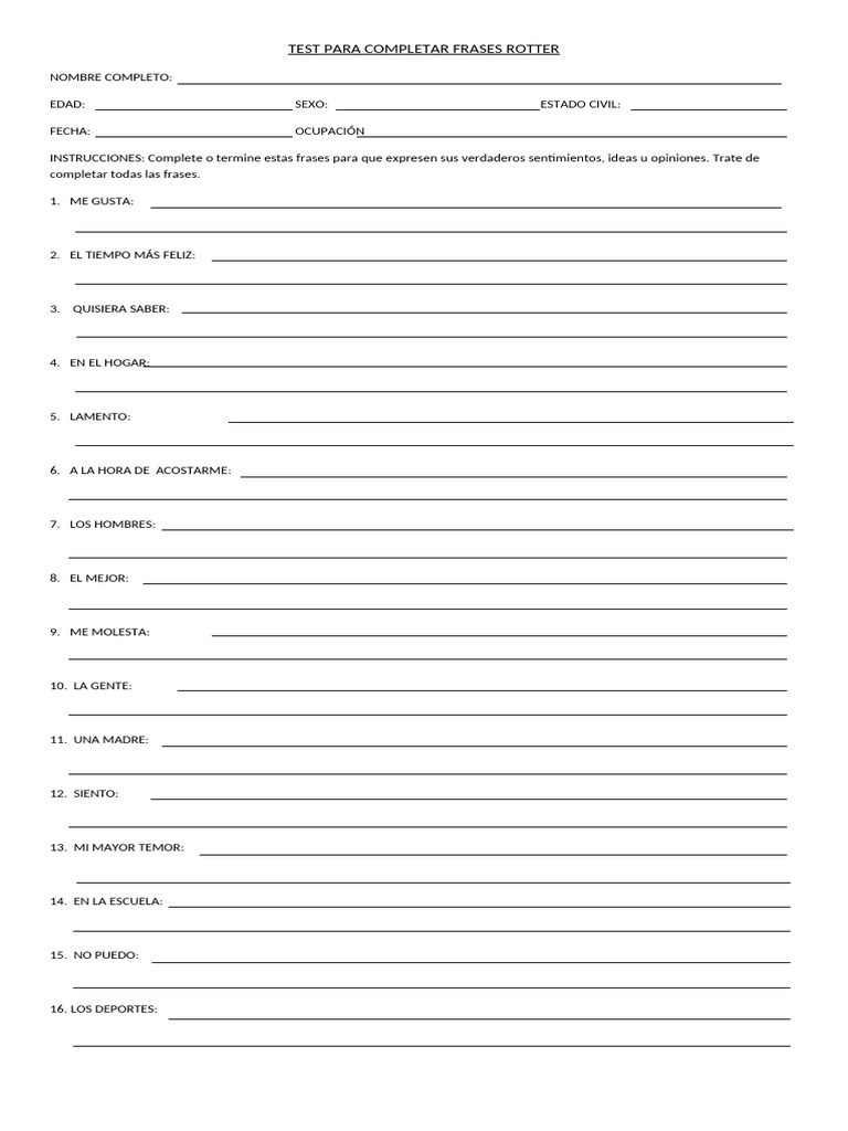 Test de Rotter Completo | PDF | Artes del lenguaje y disciplina