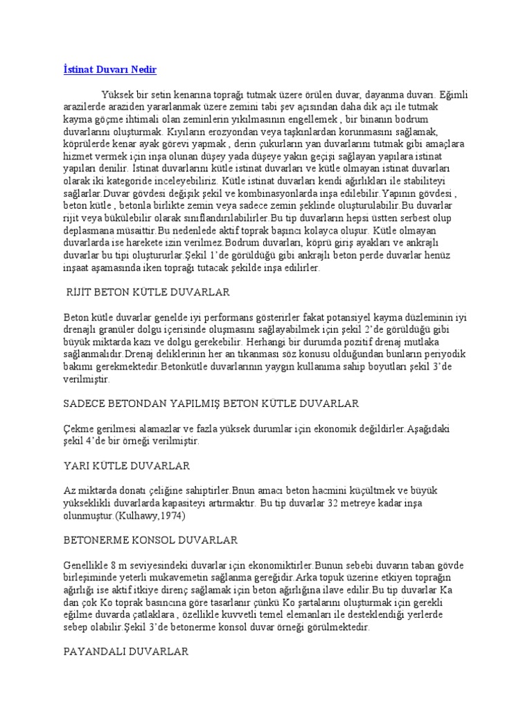 İstinat Duvarı Nedir PDF