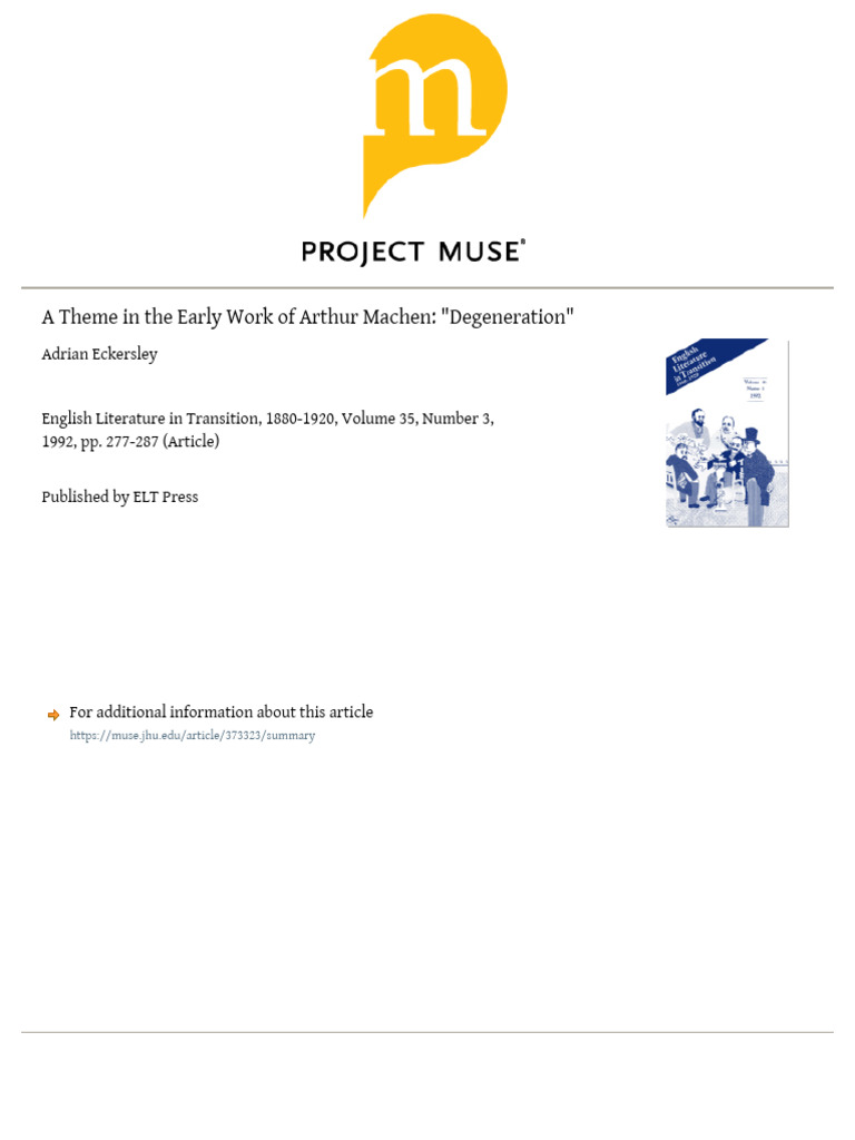 Arthur Machen's "Degeneration" Theme | PDF | Charles Darwin | Darwinism