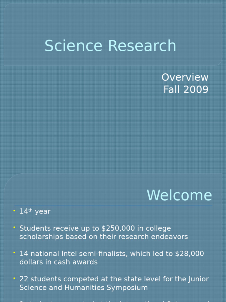 High School Science Research Program Overview | PDF | Institutional ...