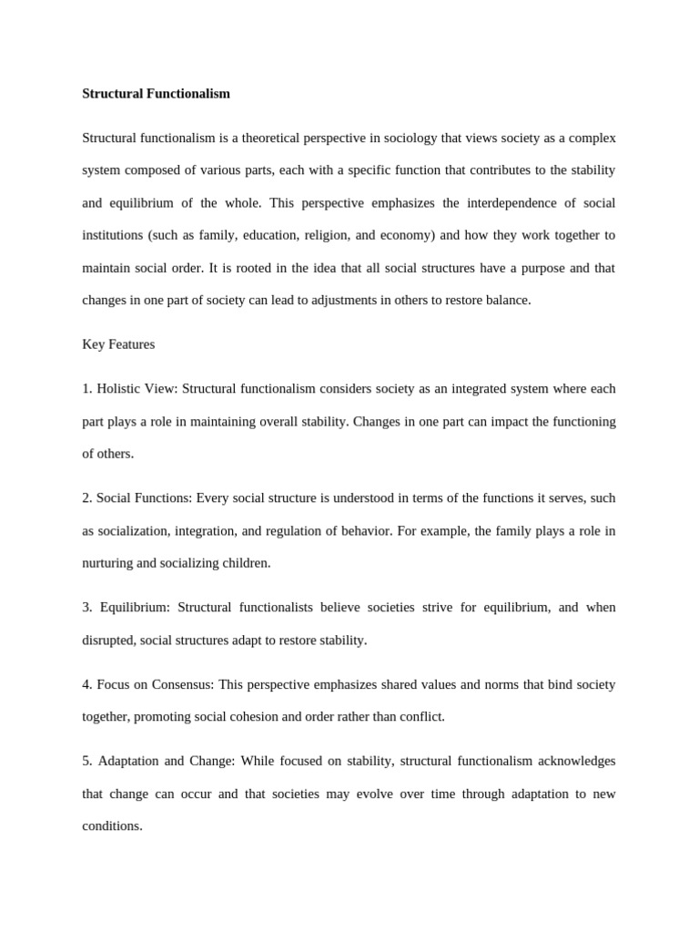 Structural Functionalism | PDF | Émile Durkheim | Social Psychology