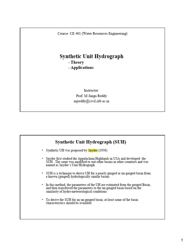 LectureSeries10 SUH | PDF | Drainage Basin | Discharge (Hydrology)