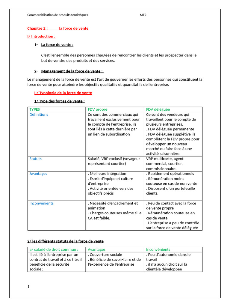 Gestion et typologie de la force de vente | PDF | Business | Économie