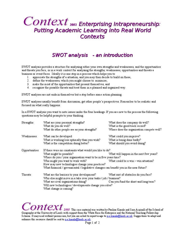 SWOTanalysis | PDF