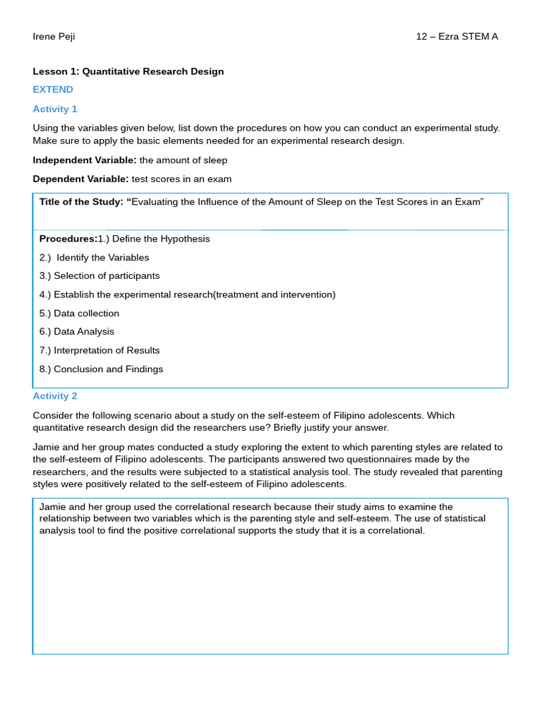 Activities in Research | PDF | Experiment | Statistics
