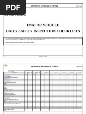 27 Vehicles inspection checklist