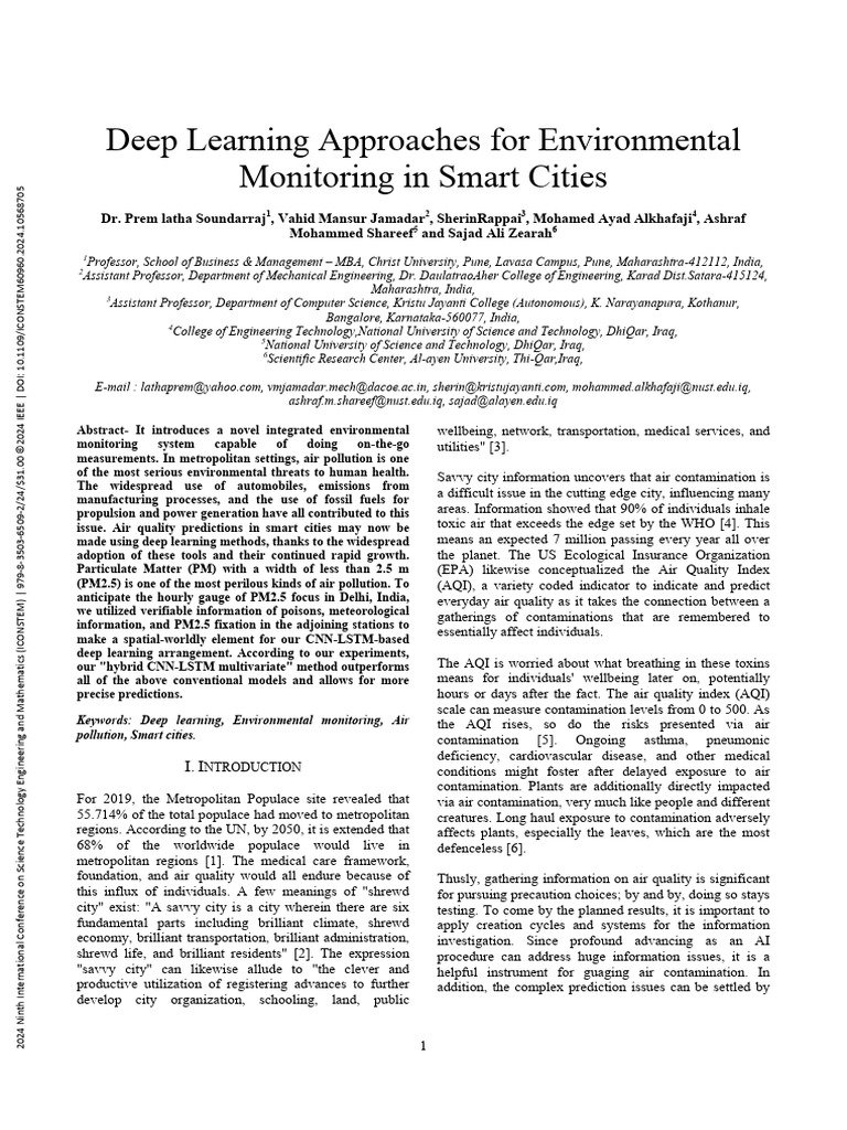 Deep Learning Approaches For Environmental Monitoring in Smart Cities ...