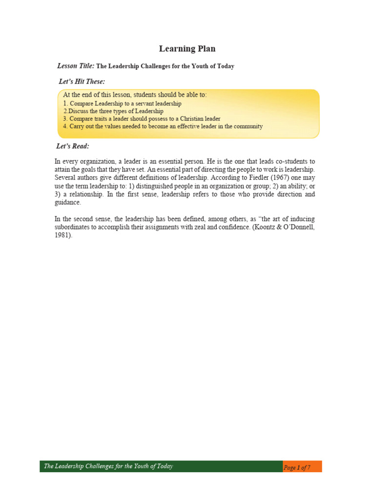 LTS E Module 3 Lesson 1 and 2 | PDF | Leadership | Servant Leadership