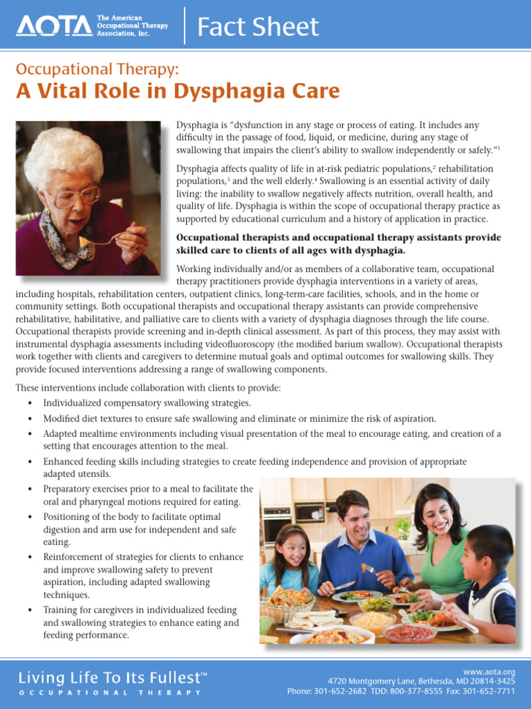 Dysphagia Fact Sheet | PDF | Occupational Therapy | Clinical Medicine