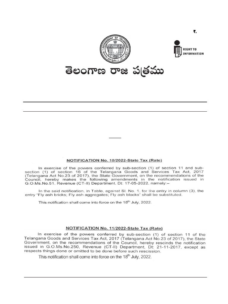 The Telangana Gazette: Notifications by Government | PDF