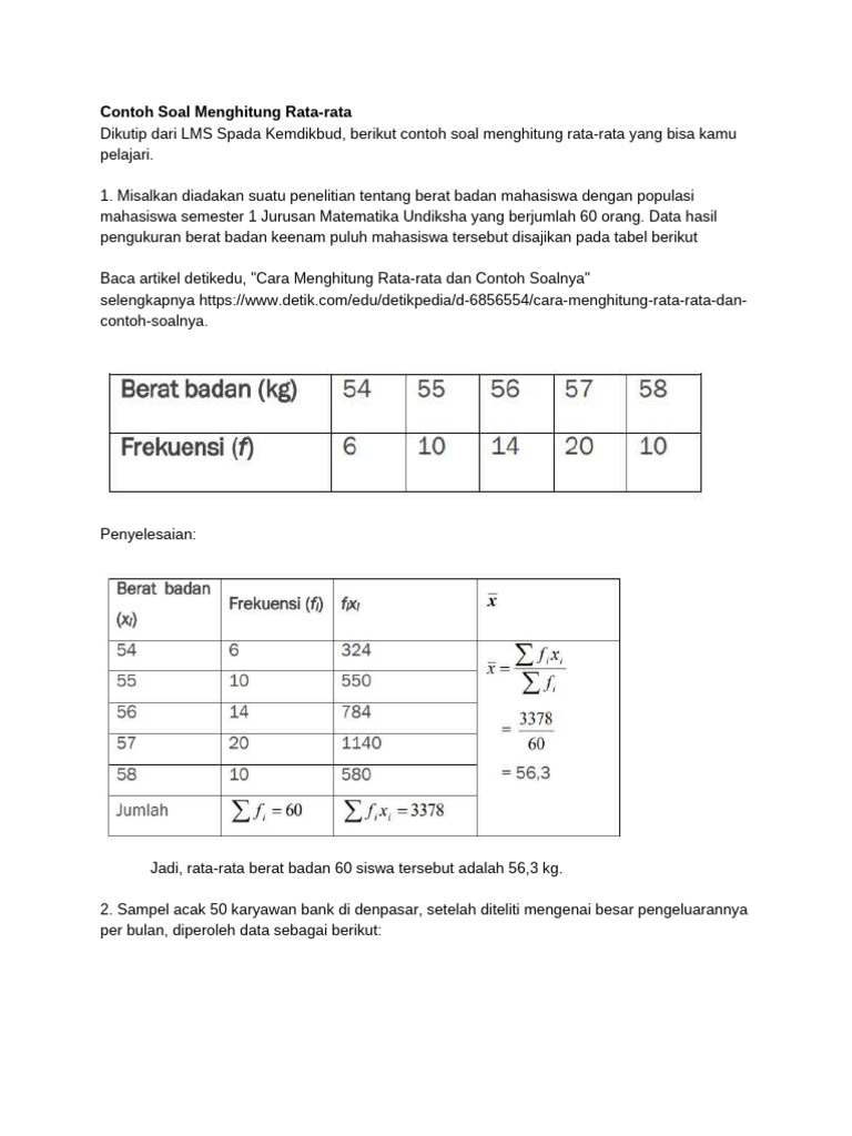 Contoh Soal Rata-rata Berat dan Pengeluaran | PDF | Sains & Matematika