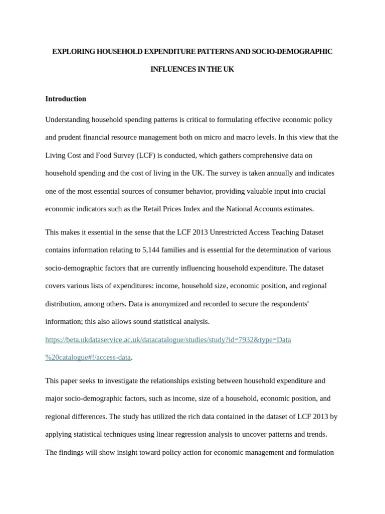 Exploring Household Expenditure Patterns and Socio | PDF | Cost Of ...