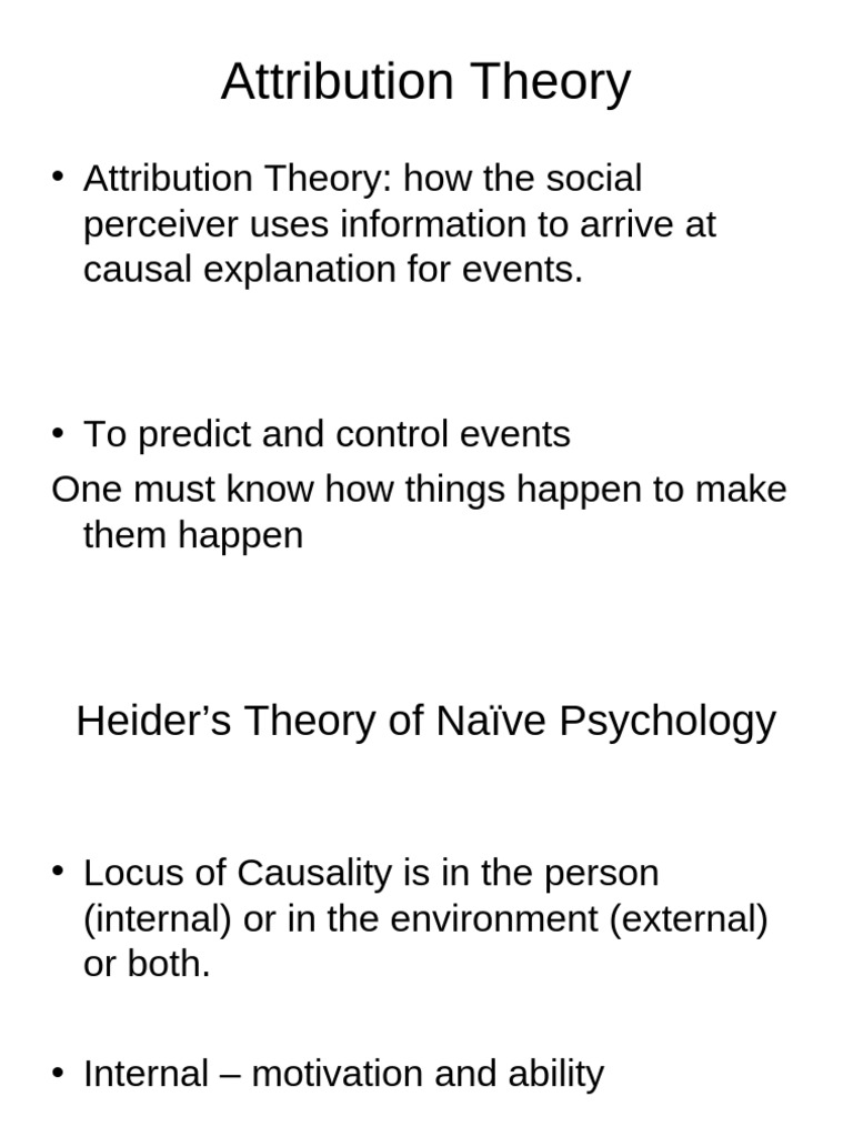 Attribution Theory PDF Psychology Psychological Concepts