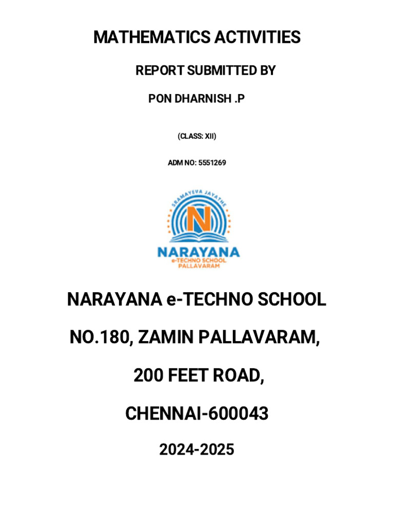 Mathematics Activities: Report Submitted by | PDF