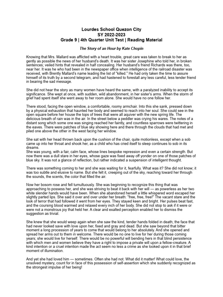 GRADE 9 READING MATERIAL - 4th Quarter | PDF