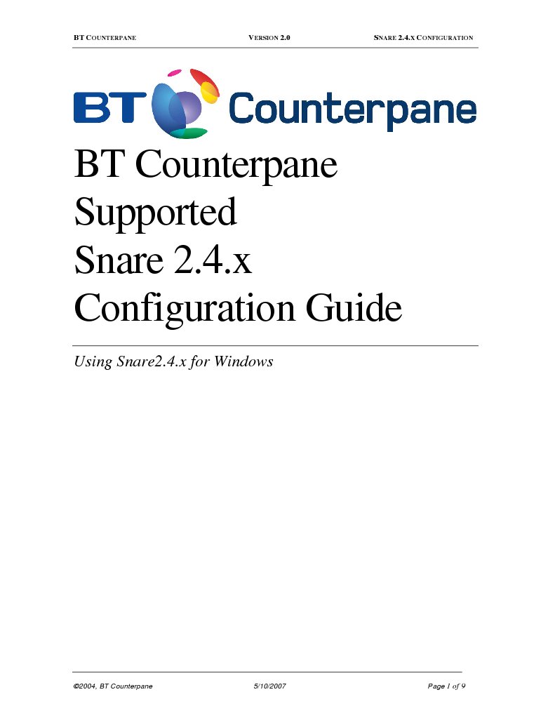 BT Counterpane Supported Snare 2.4.x Configuration Guide | PDF ...