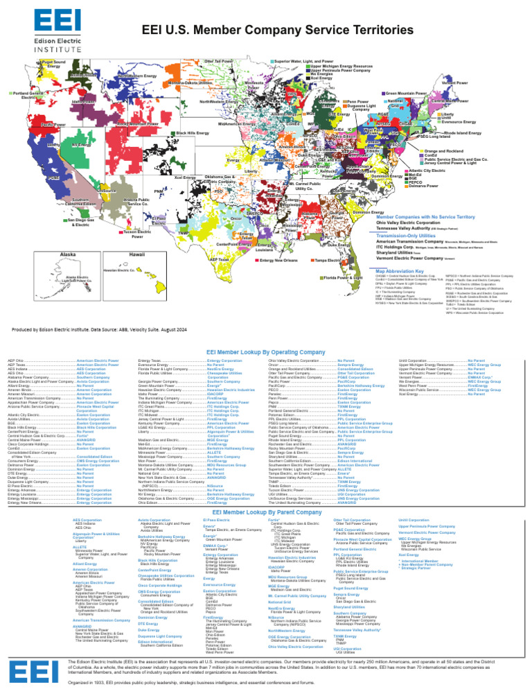 EEI Member Companies Service Territories | PDF | Exelon | Companies