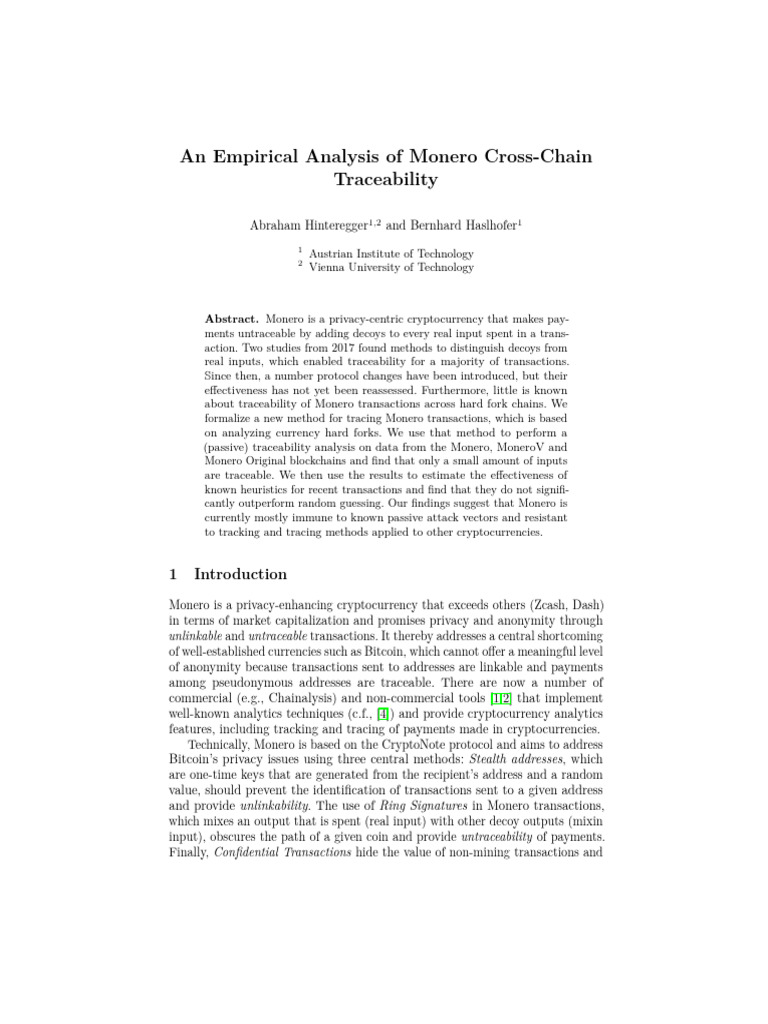 Monero Cross-Chain Traceability Analysis | PDF | Distributed Computing ...