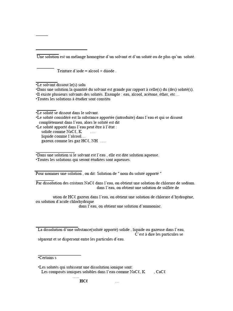 Équations de dissolution en solution aqueuse | PDF | Dissociation ...