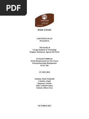 BUSINESS PLAN COVER PAGE