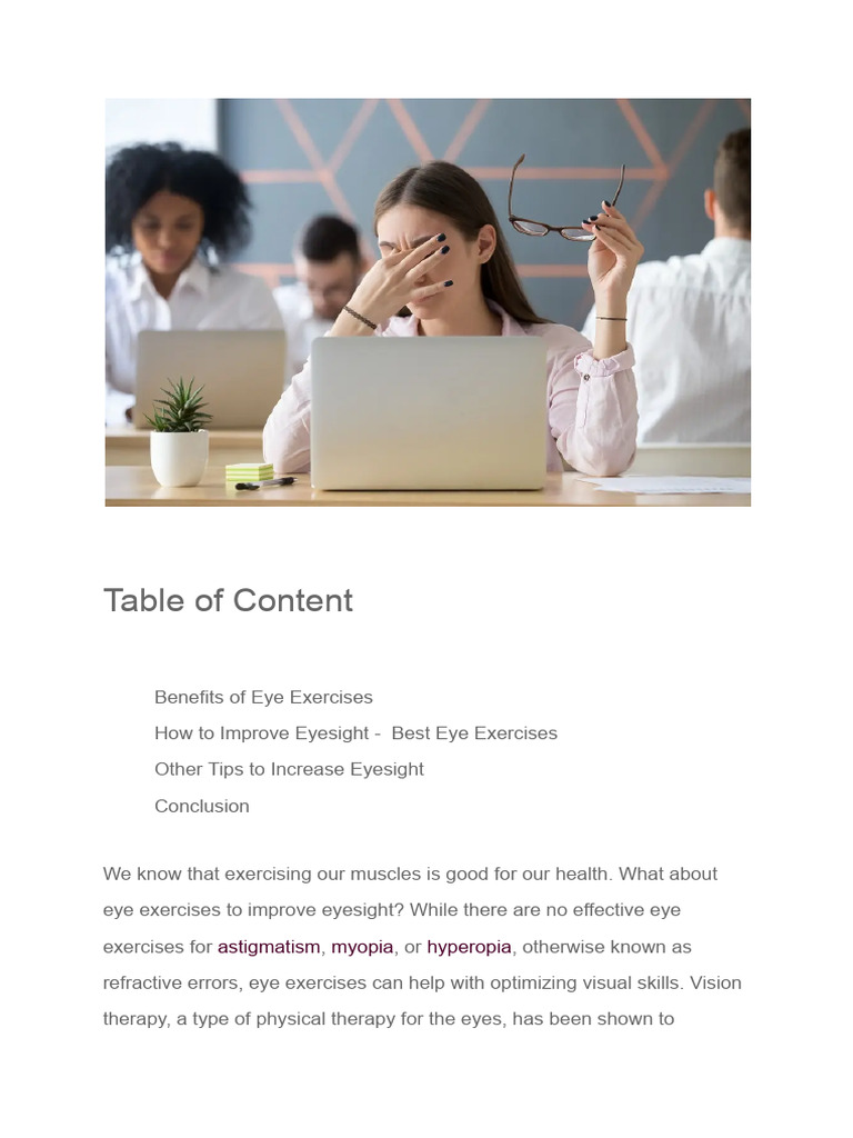 8 Easy Eye Exercises To Improve Vision Techniques and Tips | PDF ...