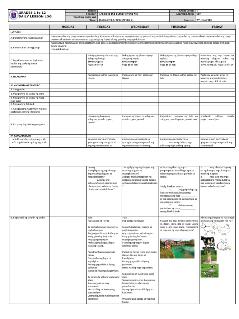 DLL - Epp 5 - Q2 - W7 | PDF