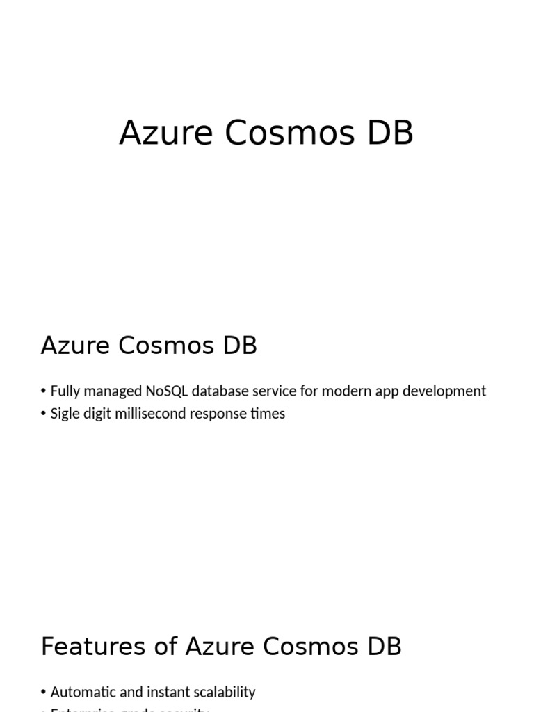 Azure Cosmos DB: Scalable NoSQL Solution | PDF | Art | Technology ...