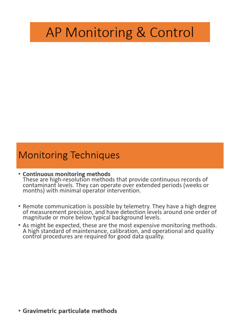 Air Quality Monitoring Techniques | PDF | Filtration | Chemistry