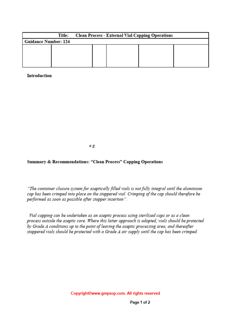 EU GMP Annex 1 Capping Guidance | PDF