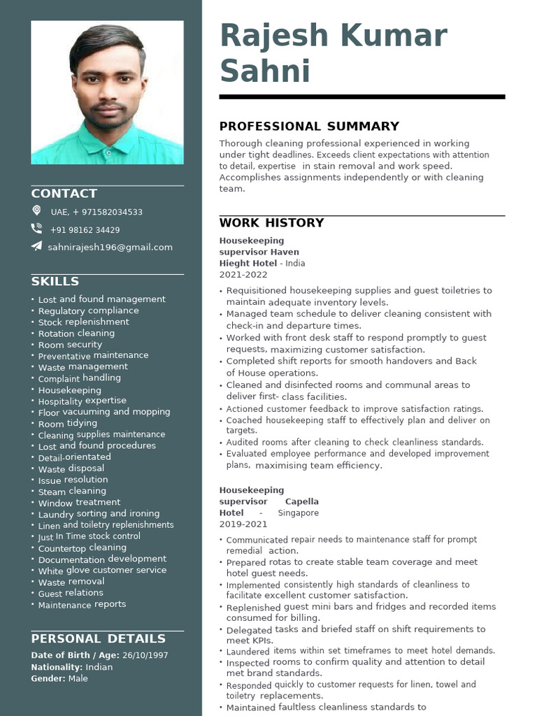 Rajesh KumarSahni CV 4288 | PDF | Housekeeping