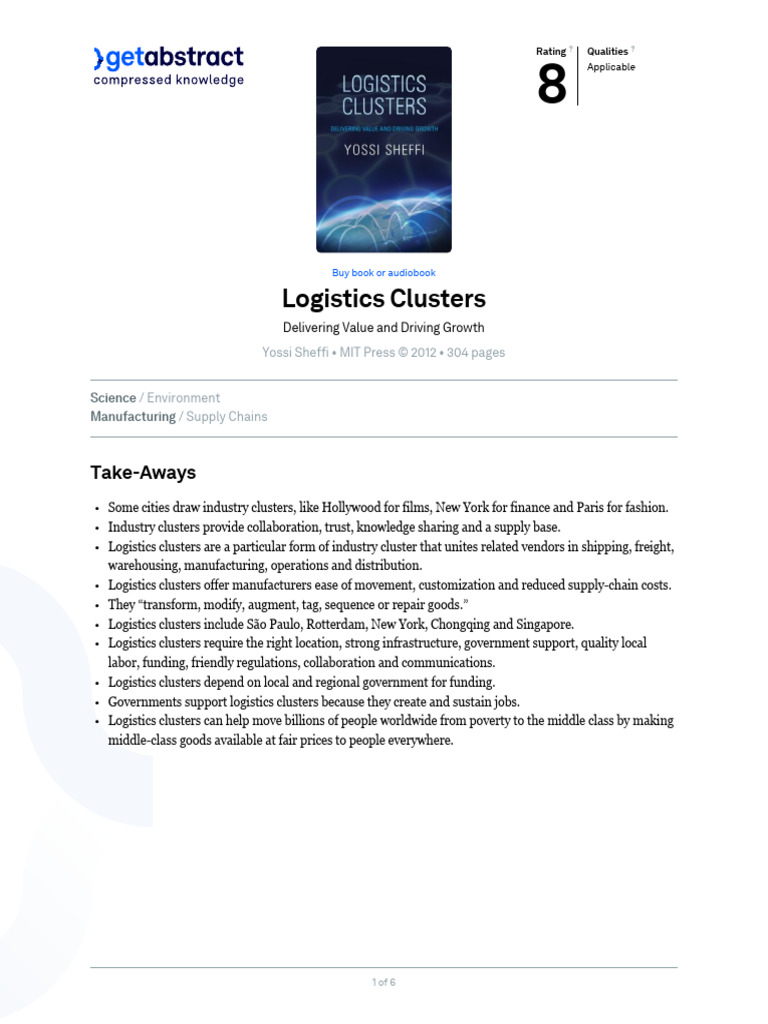Understanding Logistics Clusters | PDF | Logistics | Supply Chain