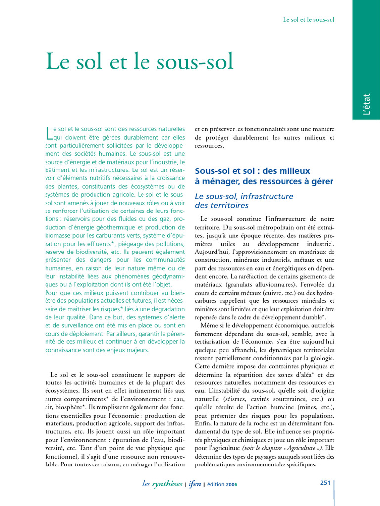 Gestion durable des sols et sous-sols | PDF | Sol (pédologie) | Strate