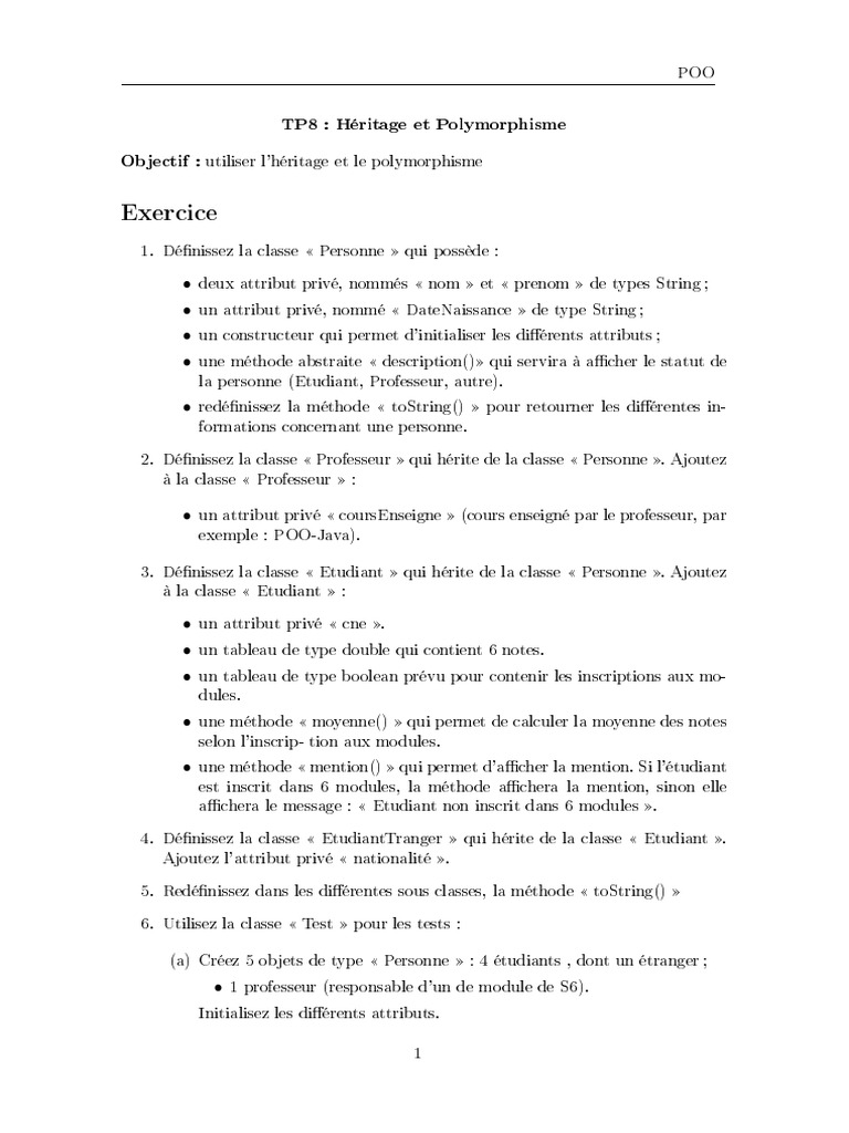 Héritage et Polymorphisme en POO | PDF | Méthodes et références ...