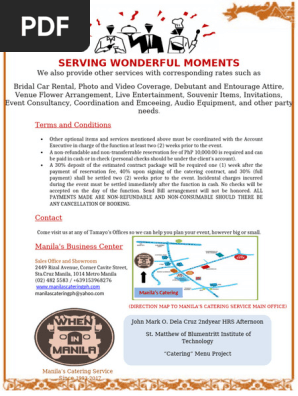 Manila Catering Services back page
