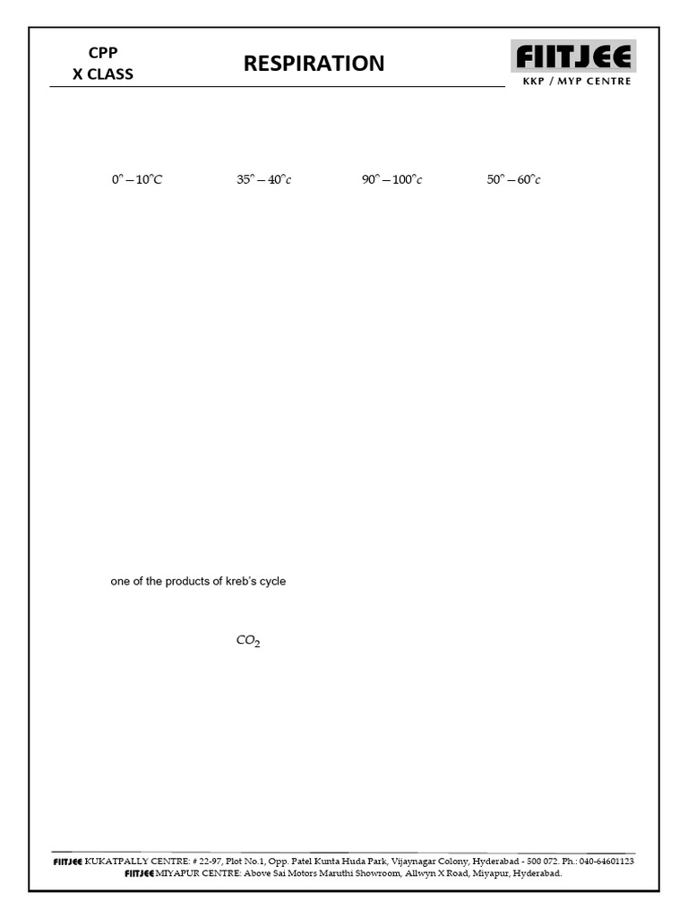 Biology 10th+Class Respiration Cpp+(Bpd) | PDF | Cellular Respiration ...