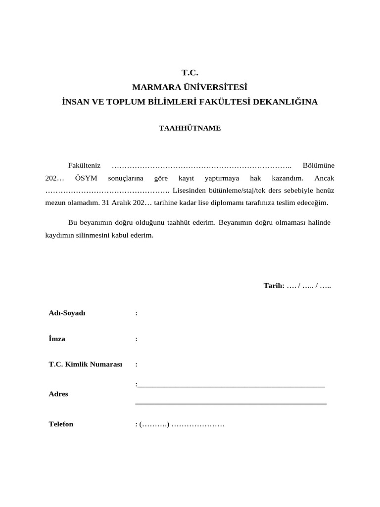 Lise diplomasi getirmeyen ogrenci taahhutnamesi pdf