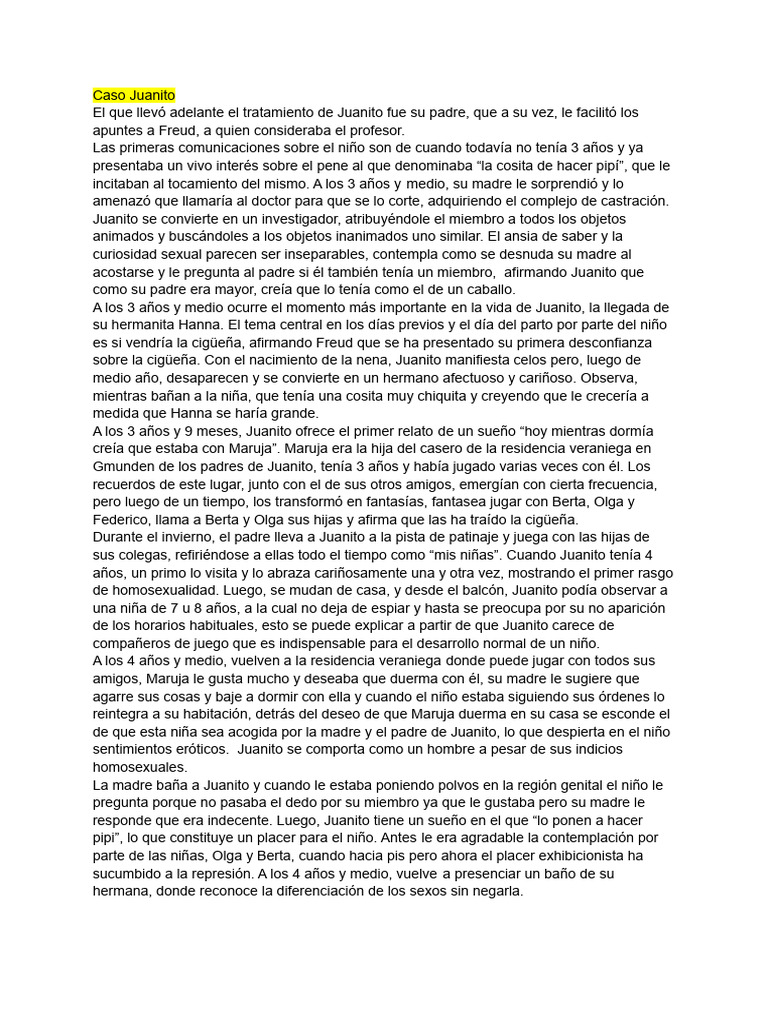 Análisis del Caso Juanito Freud | PDF | Jacques Lacan | Sicología