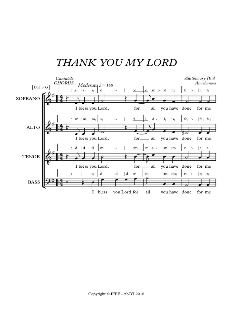 THANK YOU MY LORD - Full Score | PDF