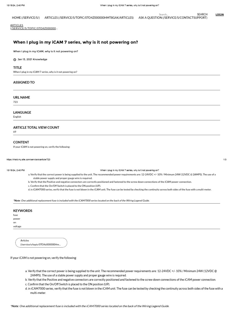 iCAM 7 Series Power Issues Guide | PDF | Fuse (Electrical) | Power ...